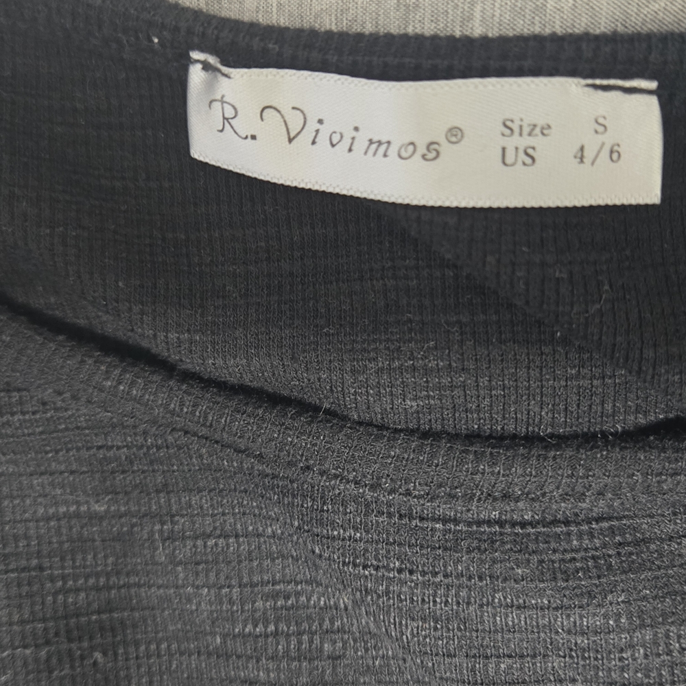R. Vivimos Black Dress With Long Sleeves Size Small - Picture 5 of 5